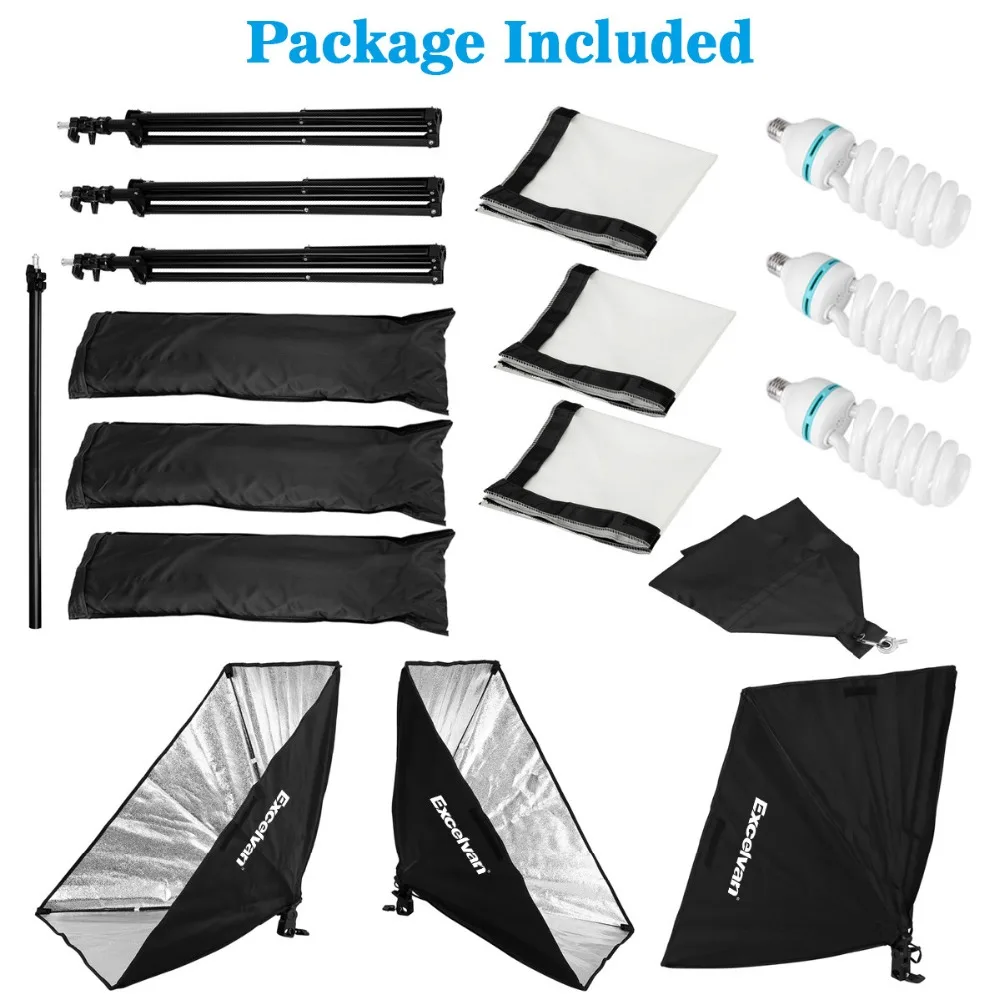 Excelvan 600 Вт студийный Зонт софтбокс комплект непрерывного освещения 2x33 &quotЗонты +