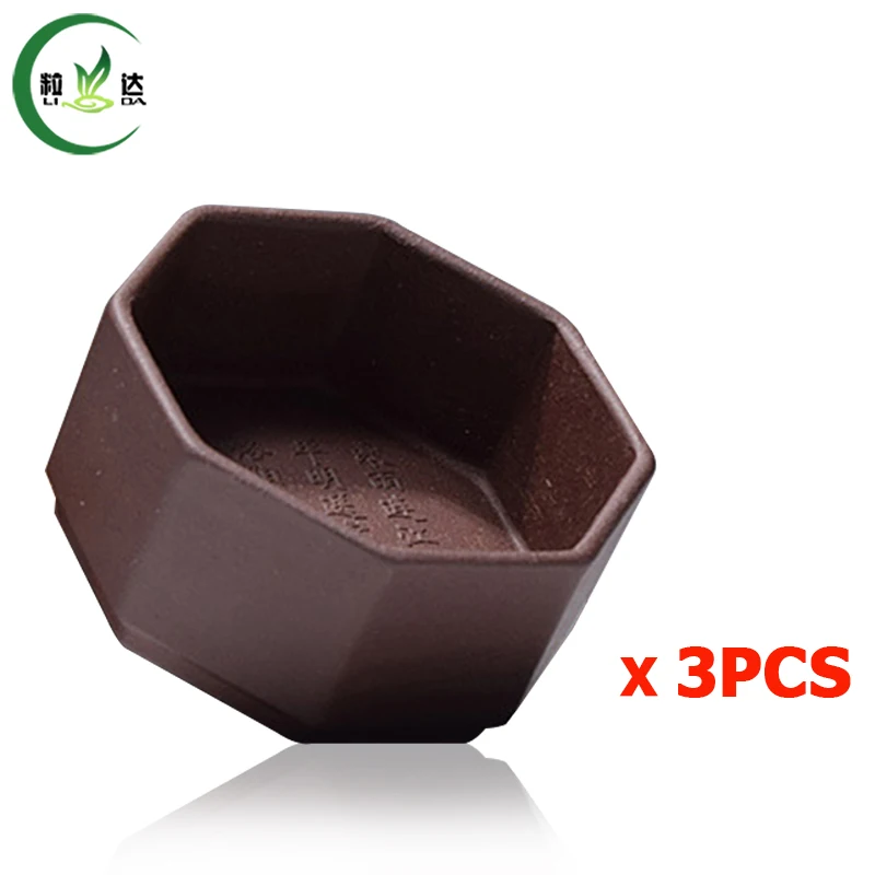 3 шт. 80 мл ручной работы Цзянсу Син форме восьмиугольника фиолетовый глины Чай
