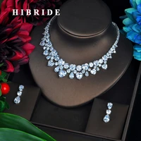 hibride heart shape crystal wedding bridal jewelry sets sliver color top quality cubic zircon wedding jewelry necklace set n 575