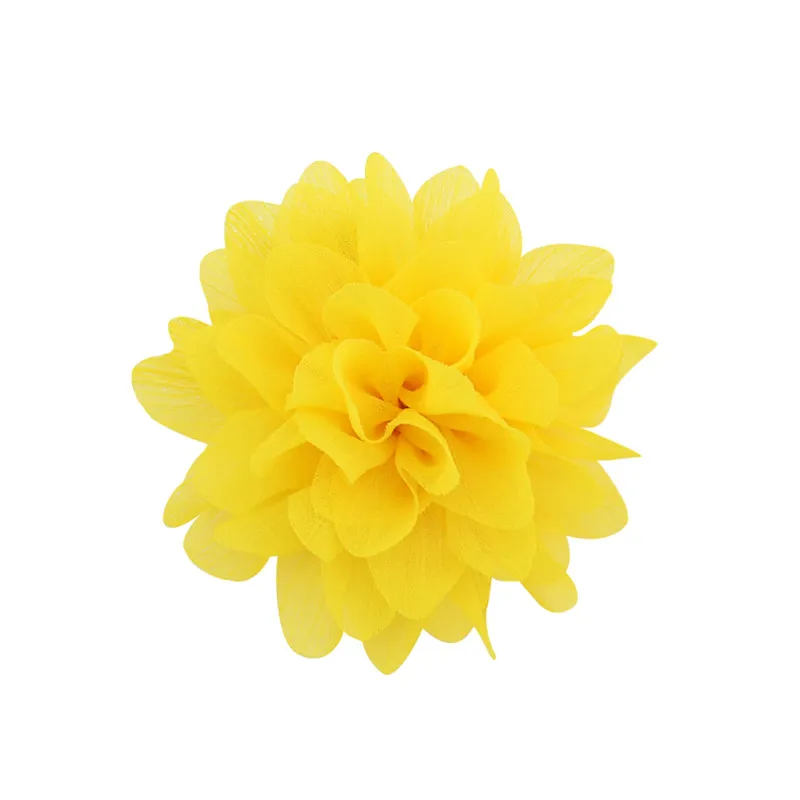 10 Yellow UNTAMED приблизительно " шифон цветок шпильки детские волосы клип дети девочки заколки головной убор заколка головные уборы аксессуары для волос - Цвет: 10 Yellow