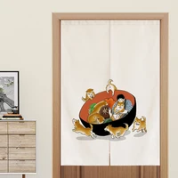Cartoon Japanese-style hand-painted curtain kitchen restaurant fabric half curtain partition home bedroom toilet Decoration