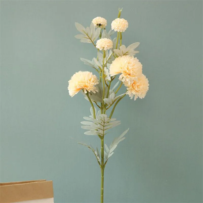 Искусственная Хризантема с шариком (6 головок/шт) имитация ромашки для свадьбы