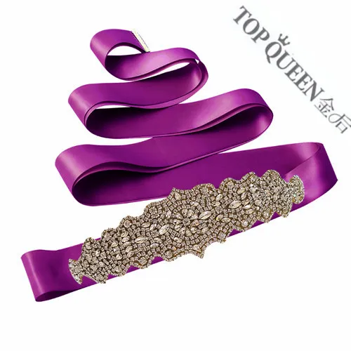 Purple TOPQUEEN S233 пояс со стразами кристалл свадебное вечернее платье пояс для невесты пояс для свадьбы свадебные аксессуары - Цвет: Purple