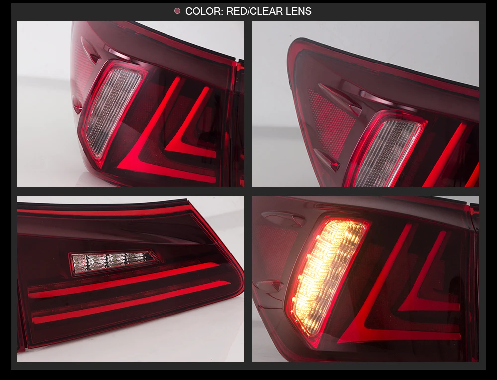 VLAND Fit Lexus IS250/IS300/IS350 2006-2012 задний светильник светодиодный дизайн красная линза задний светильник в сборе задний фонарь
