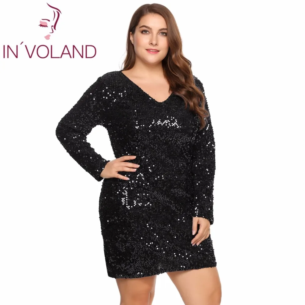 IN'VOLAND женские вечерние платья размера плюс с блестками облегающее коктейльное
