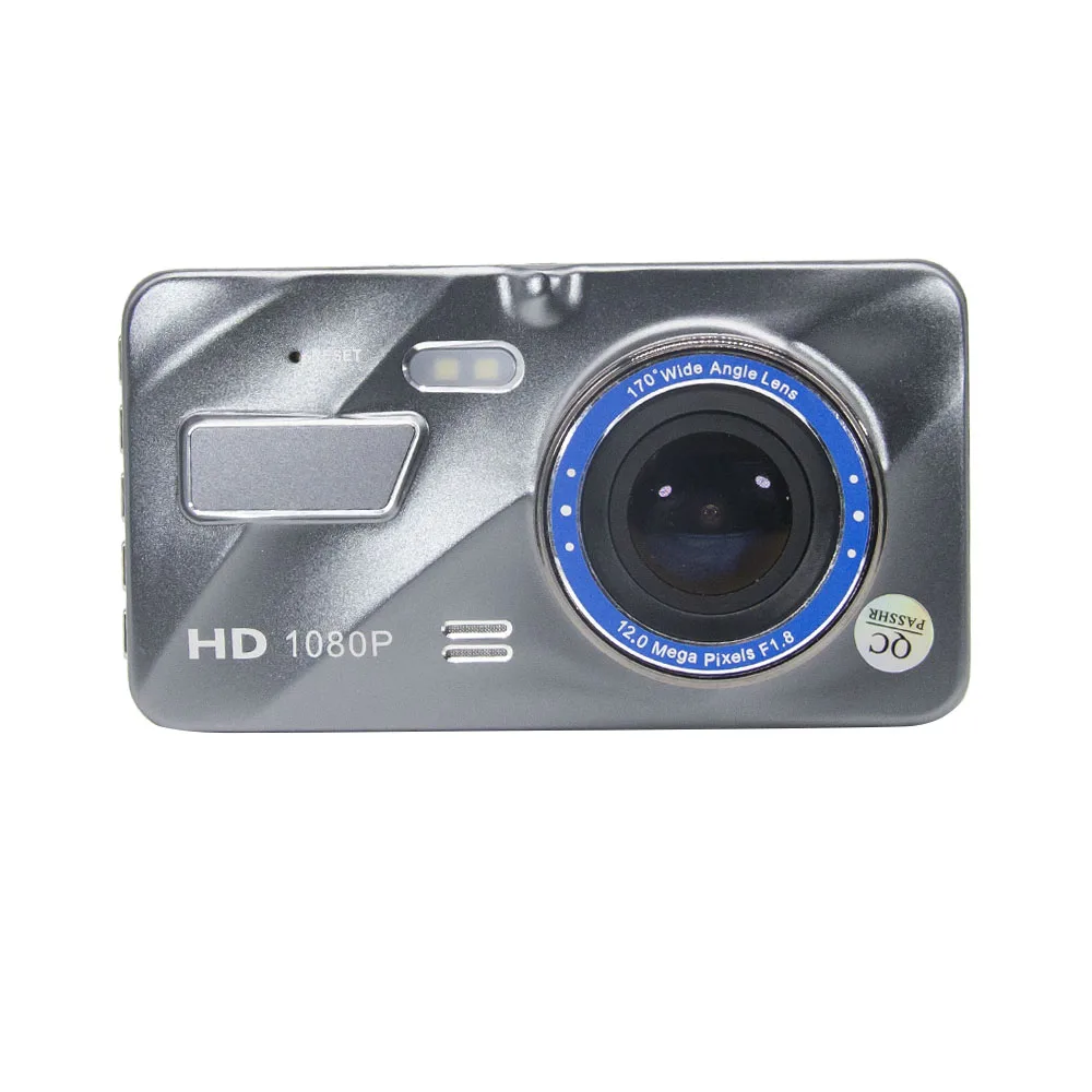 Серебристый FHD 1080P видеорегистратор видеорегистраторы автомобильные 4.0 дюймов IPS 2.5D Экран регистратор автомобильный регистратор двойная линза автомобильный видеорегистратор Dashcam с камерой заднего вида - Название цвета: Серебристый