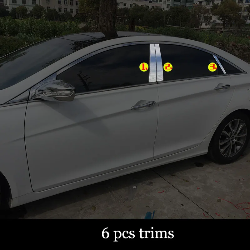 Lsrtw2017 304 нержавеющая сталь окна автомобиля планки для hyundai sonata 2010 2011 2012 2013 hyundai i45 - Название цвета: 6 pcs trims 2