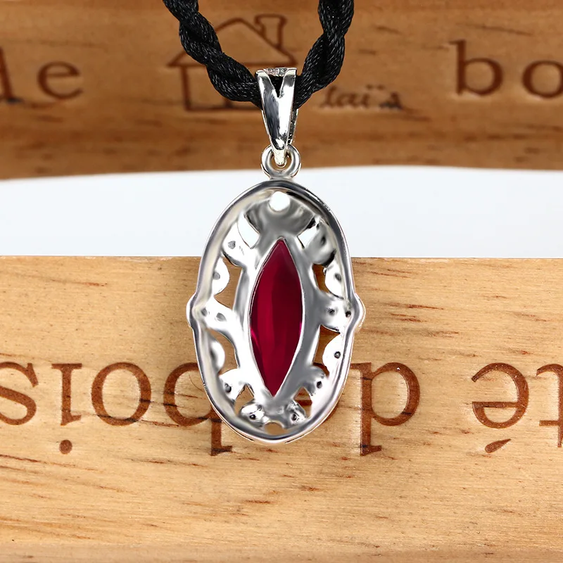 Полый кулон из серебра 925 пробы Красный кубический циркон марказит 100% чистый S925