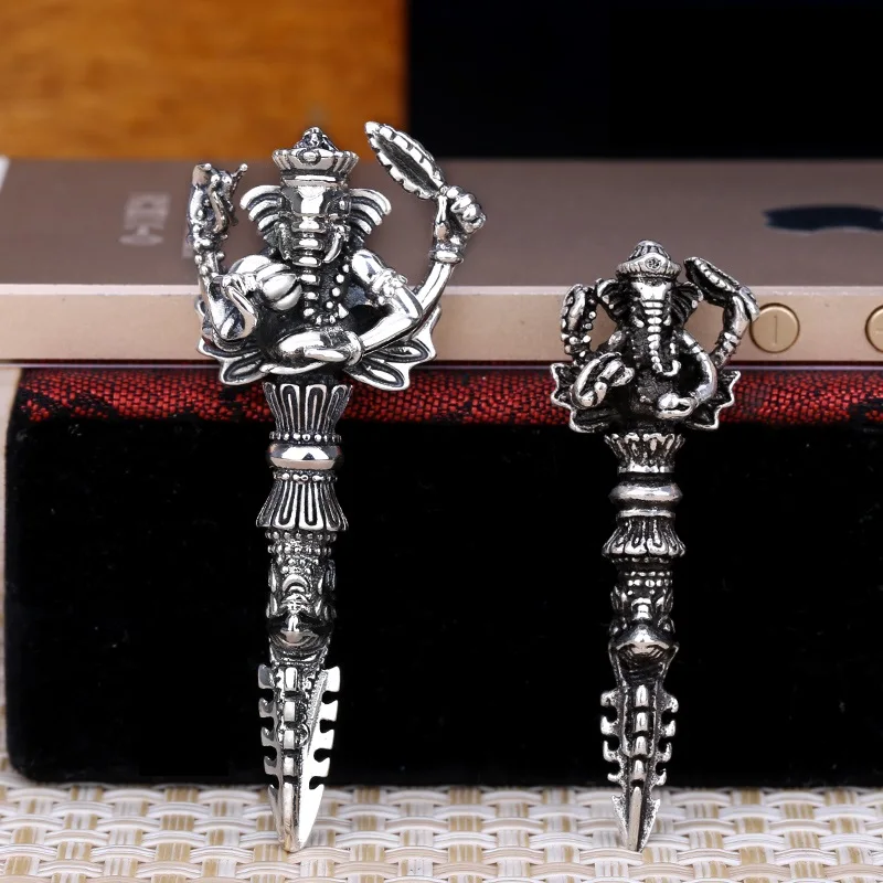 Ручная работа серебро 925 пробы Таиланд Ганеша дорье кулон для мужчин винтажный