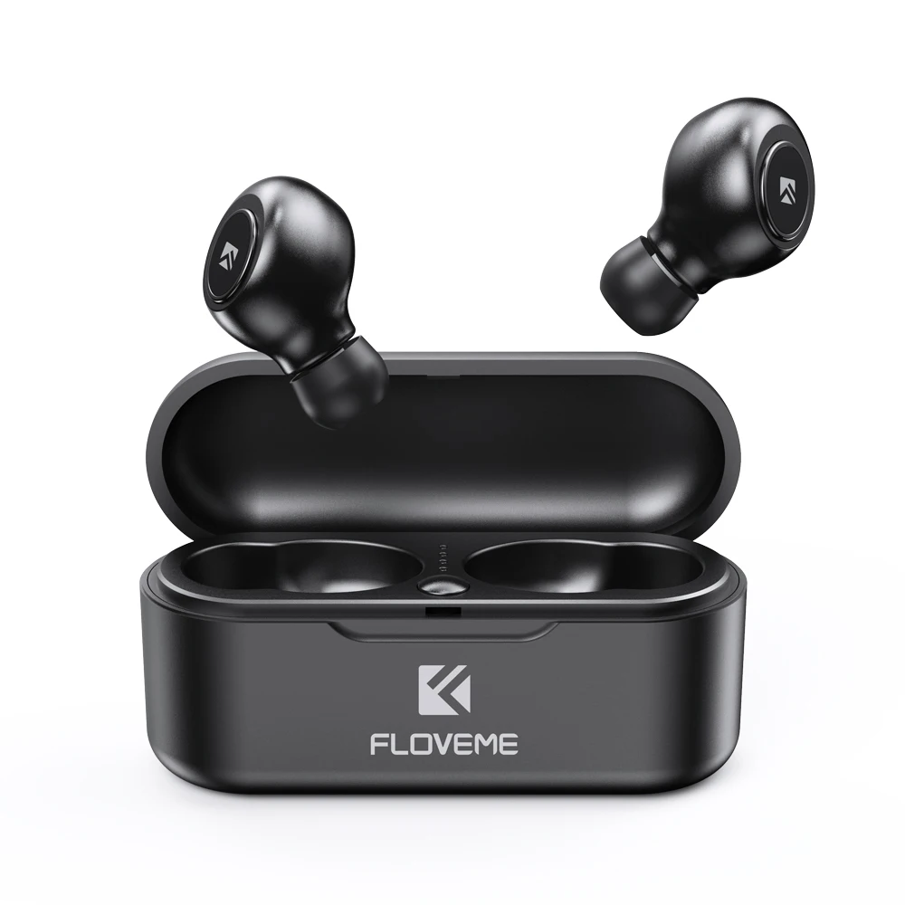 FLOVEME TWS 5,0 Bluetooth наушники мини беспроводные наушники 3D стерео звук наушники шумоподавление игровая гарнитура зарядная коробка - Цвет: Черный