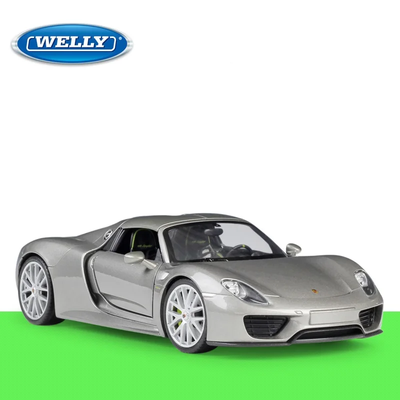 1:24 Welly Porsche 918 Spyder серый/черный/желтый/белый Литье под давлением модель автомобиля