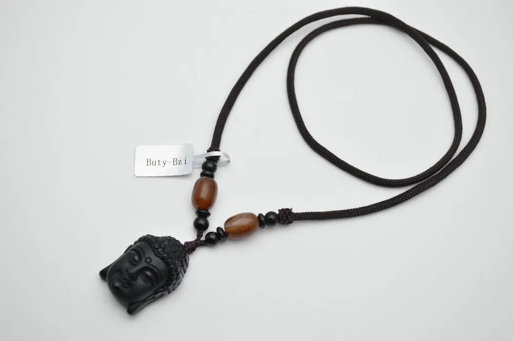 Ожерелье Из Натуральной Черной обсидиановой веревки модные украшения|Ожерелья с