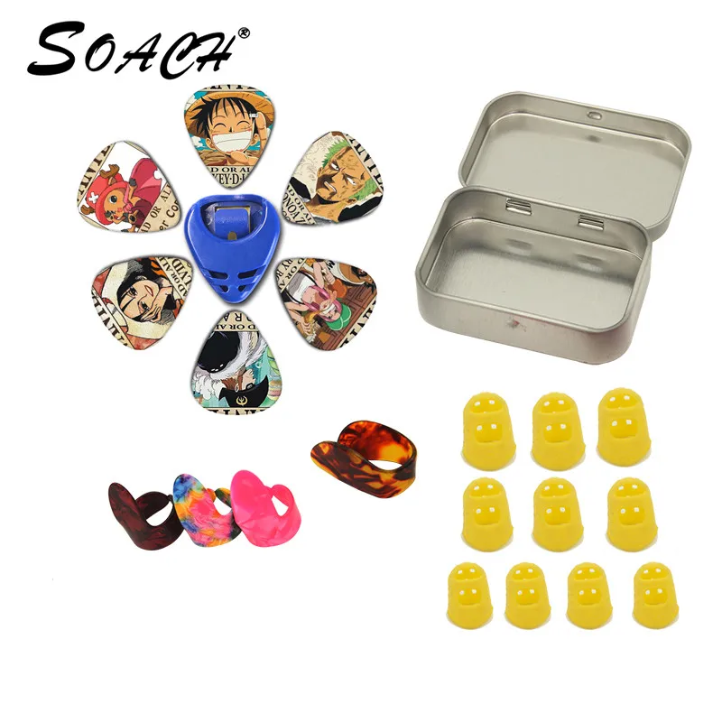 One Piece SOACH Набор инструментов Набор гитары: целлюлоидные пальцы, силиконовые наборы пальцев, жесть Бо, набор циферблатов детали гитары аксессуары - Цвет: One Piece