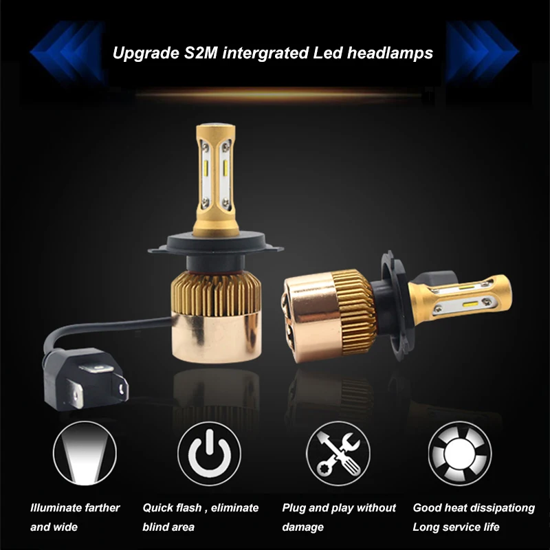 2X bombillas светодиодные фары для автомобиля H1 H7 H8 H9 H11 9005 9006 H4 Автомобильные лампы 36 Вт