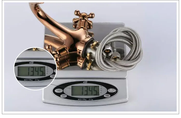 Бесплатная доставка кран для раковины с двойной ручкой из розового золота