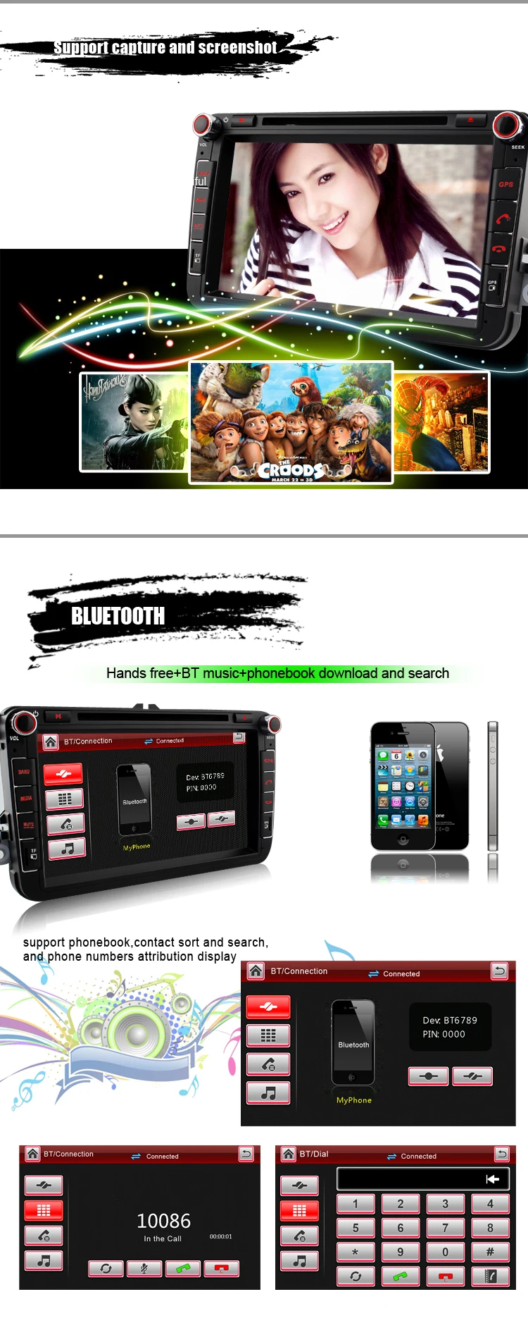 Eunavi 2Din 8 ''автомобильный DVD радио плеер gps навигация для VW Passat CC Polo GOLF 5 6 Touran EOS T5 Sharan Jetta Tiguan камера