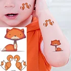 Тату-наклейки для детей, малышей, акварель, лиса, белка, тату для тела, руки, временные желтые Мультяшные тату для лица, советы по макияжу