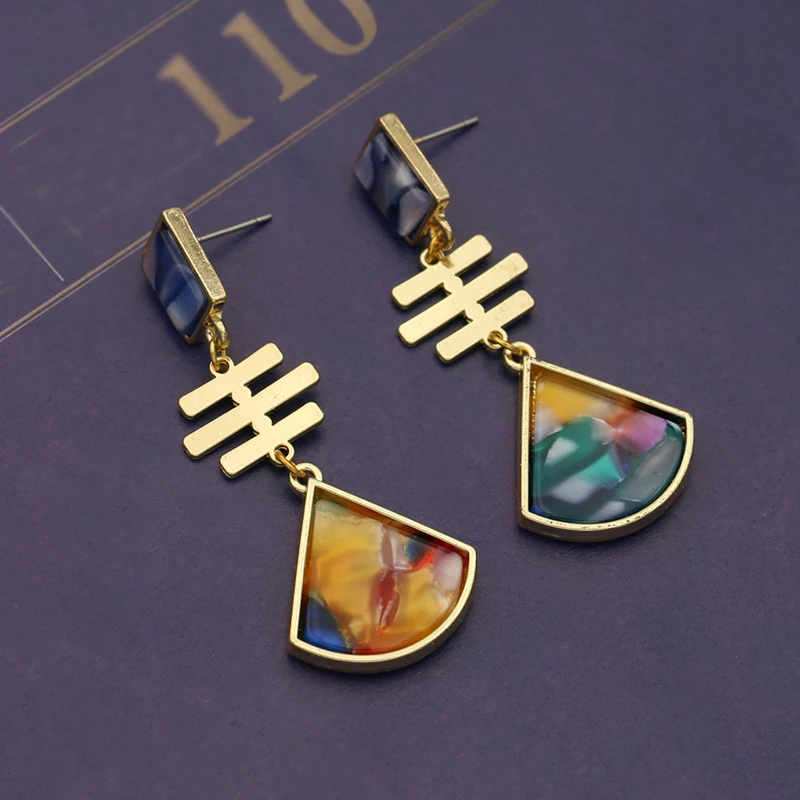 Женские длинные висячие серьги JAKONGO золотые с цветным камнем и кристаллами