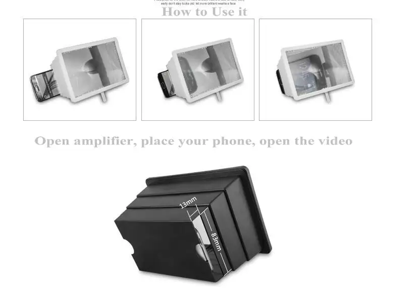 12 ''Выдвижной 3d мобильный телефон акриловый HD видео Просмотр фильм защита глаз Настольный экран усилитель видео лупа кронштейн