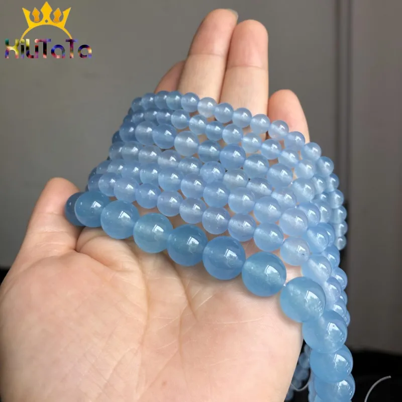 Бусины Из Натурального голубого халцедона AAA насыпью для самостоятельного