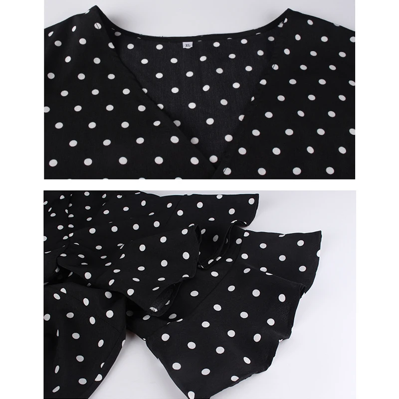 Plus Size 4XL 2019 Summer Dress Women Short Sleeve V-neck Dot Print Boho Sexy Beachwear Ruffles Mini Dresses Vestidos | Женская одежда