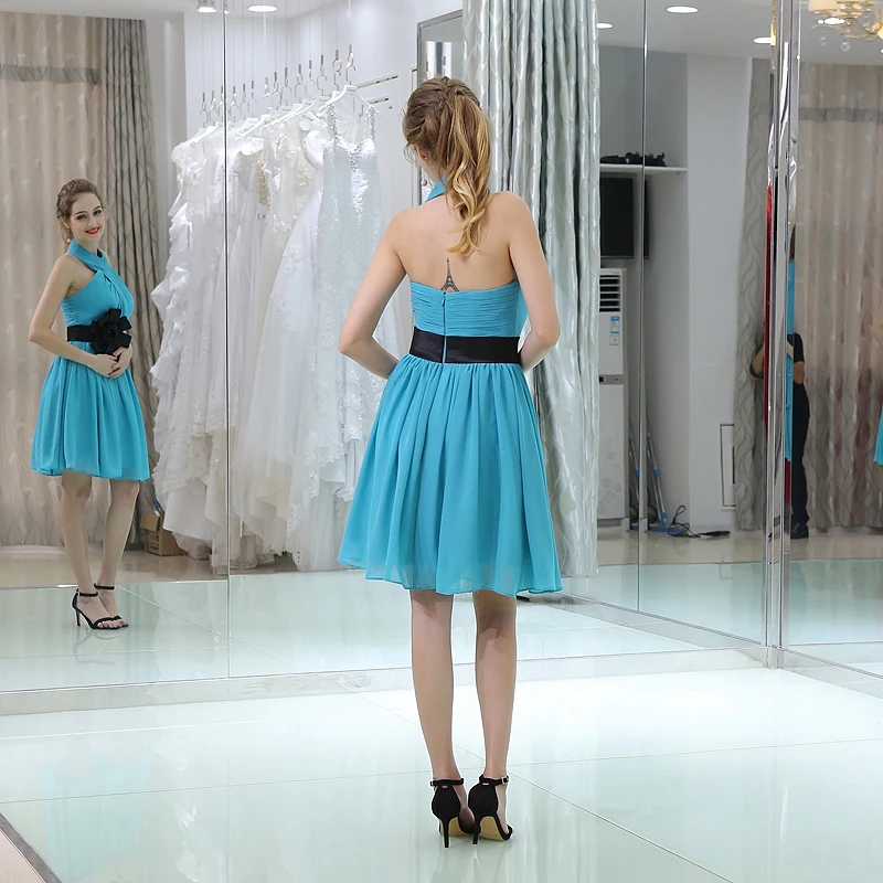 Недорогое шифоновое платье для подружки невесты Forevergracedress голубого цвета в стиле