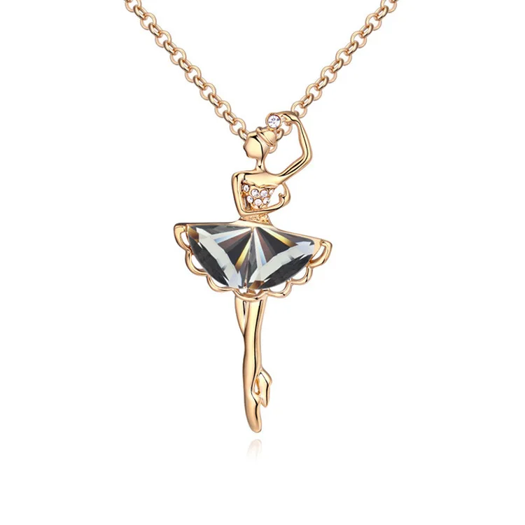Модное ожерелье со стеклянной подвеской в виде балерины длинная цепочка