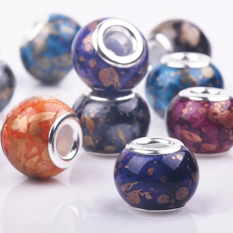 Круглые стеклянные бусины с большим отверстием 10 шт./лот|charm beads|necklace makingbeads fit |