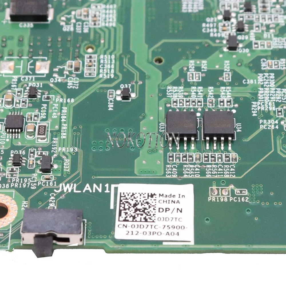 NOKOTION материнская плата для ноутбука Dell Latitude E5520 CN-0JD7TC 0JD7TC JD7TC HM65 UMA DDR3 основная