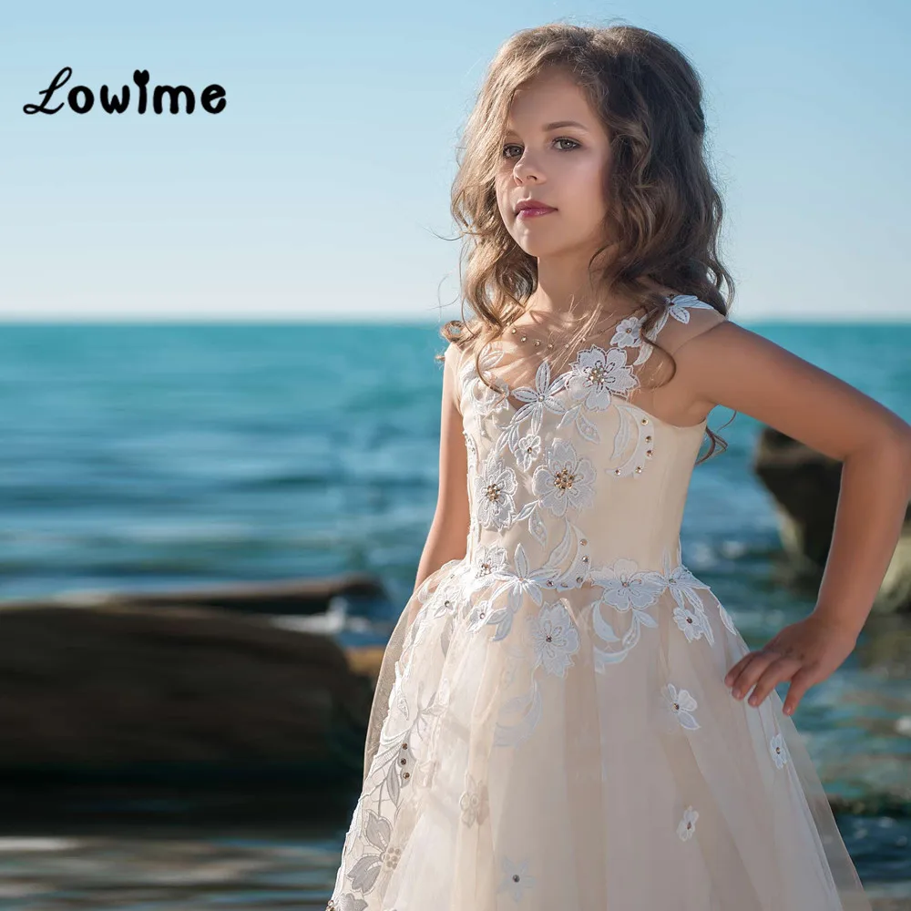 Красивое кружевное платье с цветочным узором для девочек на свадьбу Primera Comunion