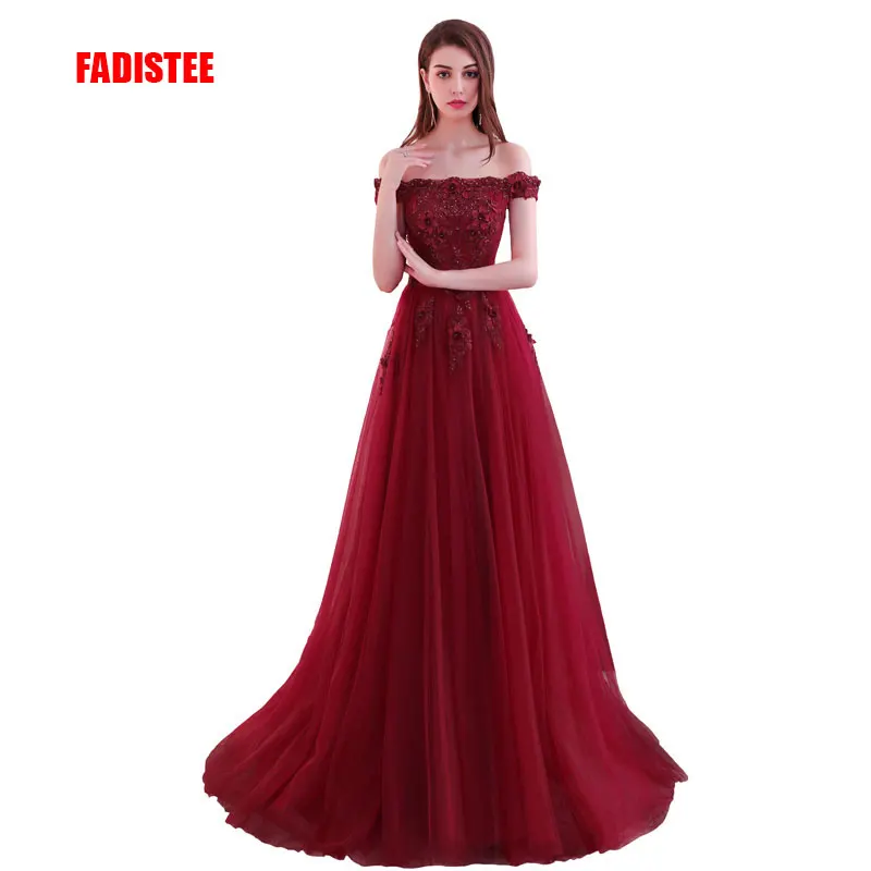 FADISTEE, Новое поступление, элегантное вечернее платье, вечерние платья, Vestido de Festa, кружевное платье, расшитое бисером, с аппликацией, на шнуровке, платье для выпускного вечера - Цвет: wine red