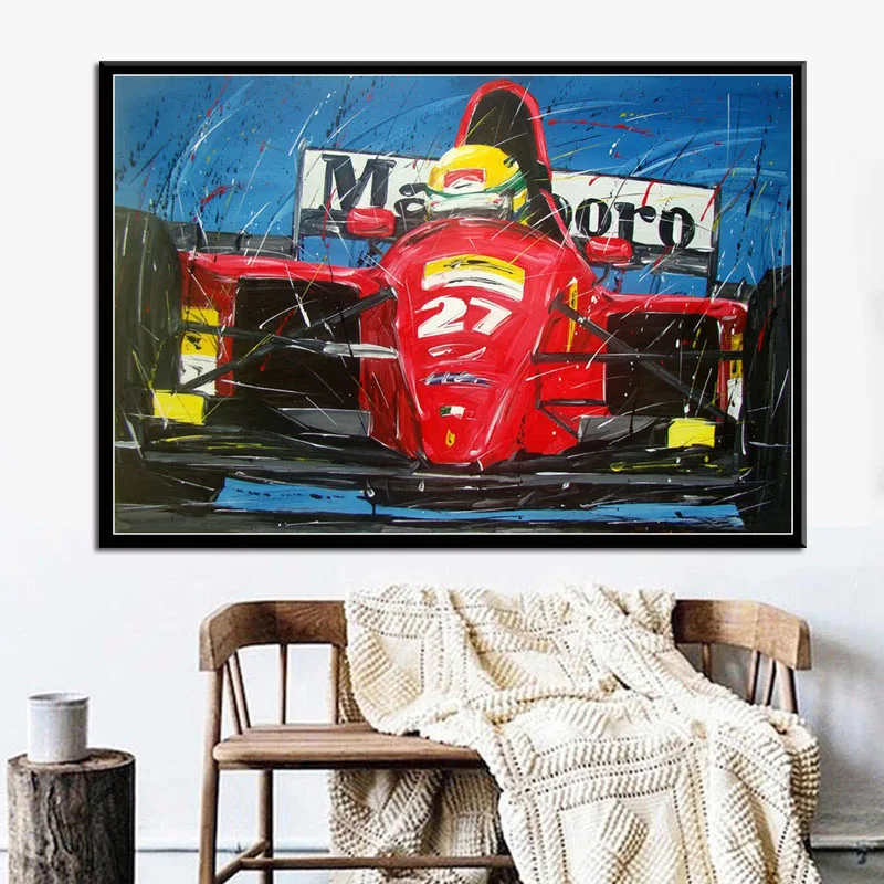P726 картина маслом Ayrton Senna Sport F1 Racing Star Champion художественная живопись Шелковый Холст