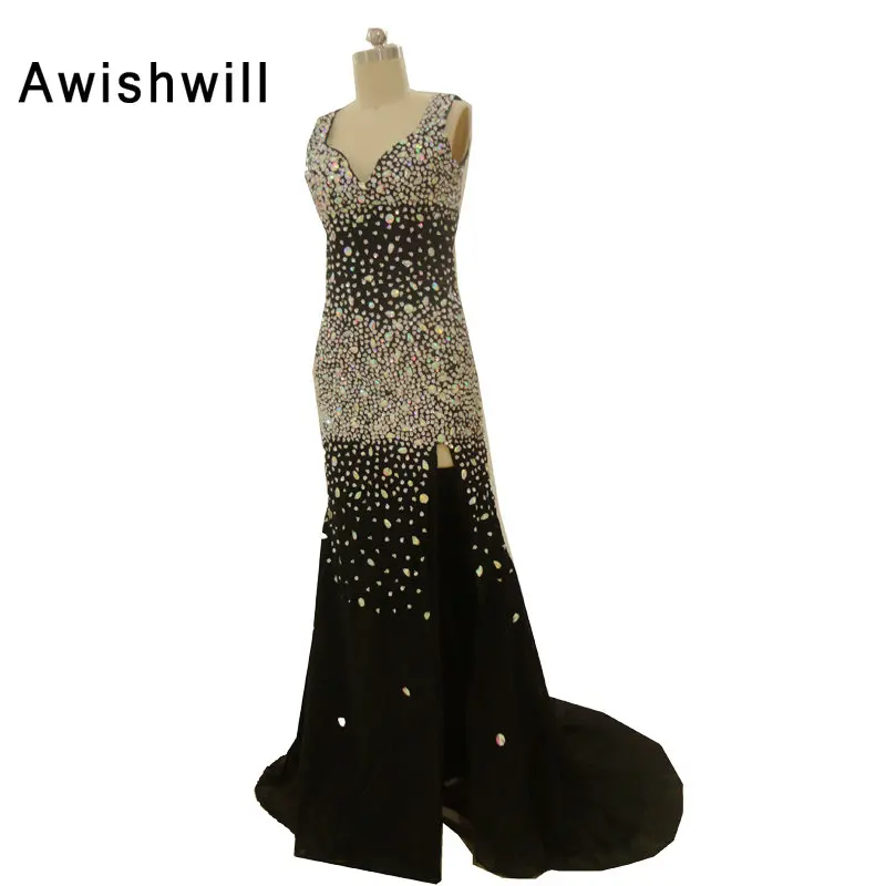 Модные шифоновые длинные вечерние платья с открытой спиной и разрезом спереди 2020