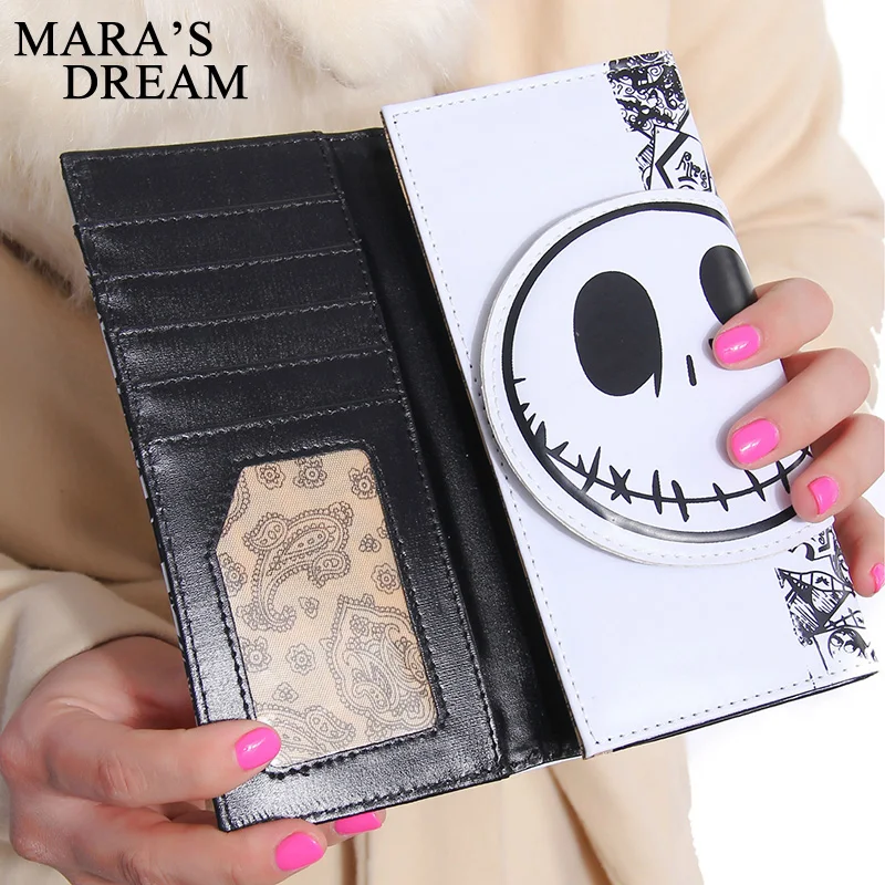 Женский кошелек Mara's Dream модный из искусственной кожи с рисунком черепа черный и