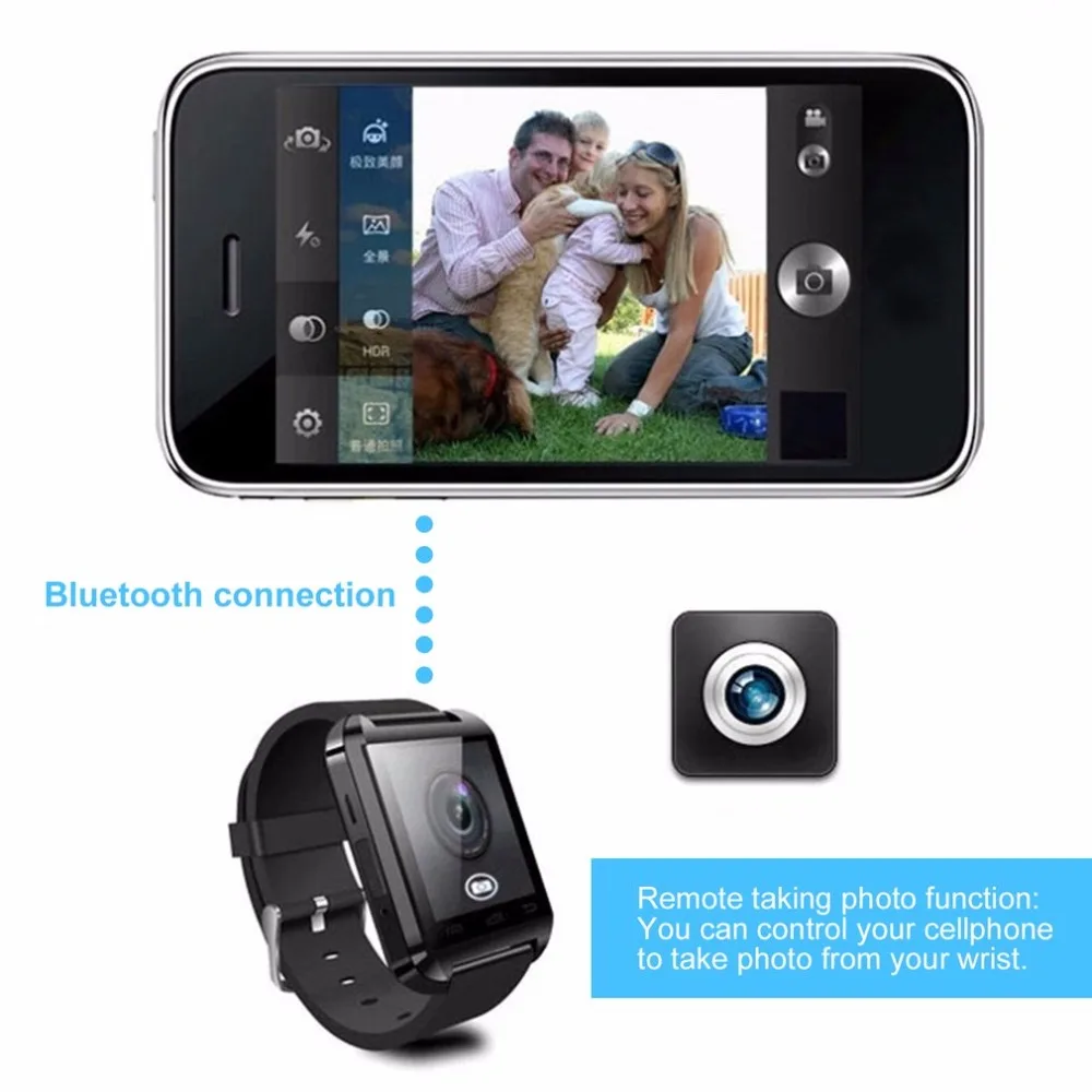 U8 Смарт-часы Bluetooth V3.0 + EDR смарт-наручные часы телефон камера карта Mate