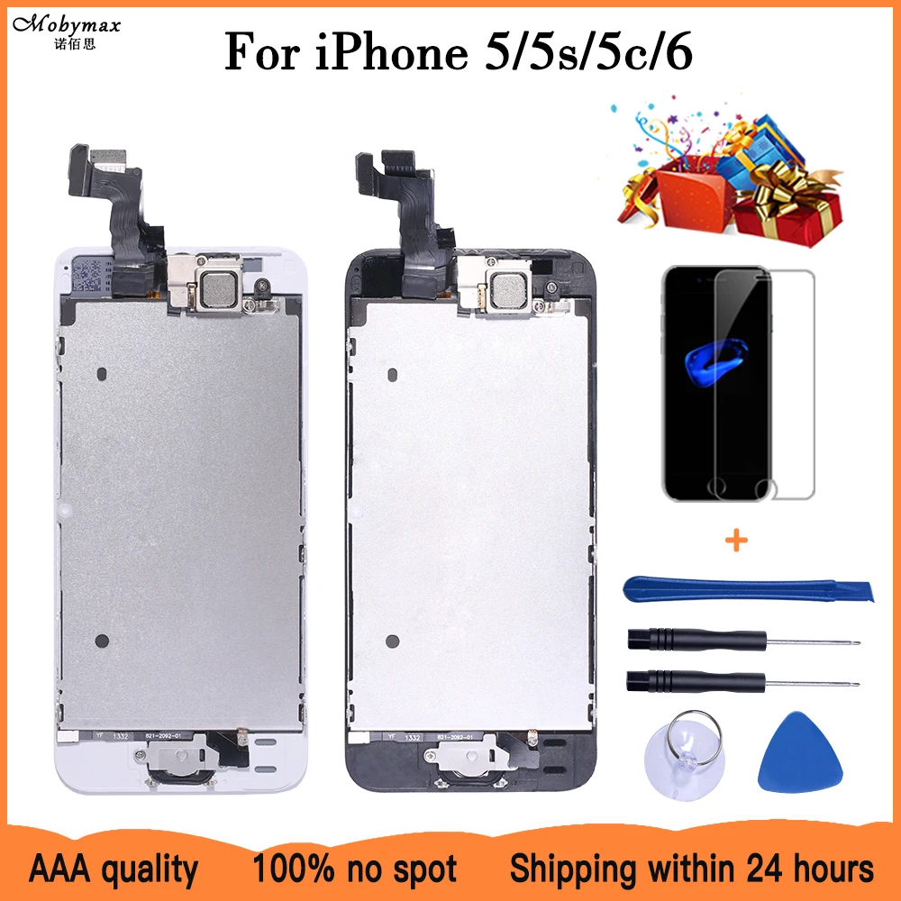 

Для iPhone 5 5S 5C 6 ЖК-дисплей сенсорный экран дигитайзер Главная Кнопка камера в сборе запасной Дисплей для iPhone 5s LCD