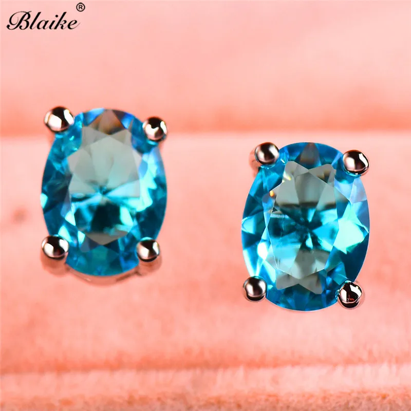 Уникальные женские серьги гвоздики Blaike из циркона цвета морской