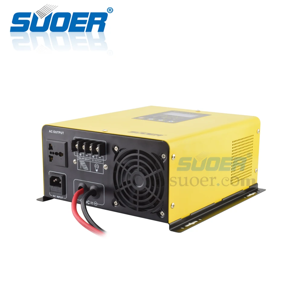 Suoer【Hybrid Inverter】 низкая частота 12 В постоянного тока до 220 В переменного тока 1000 Вт Чистая синусоида 30A ШИМ контроллер с AC зарядное устройство 20A(PL-1KVA