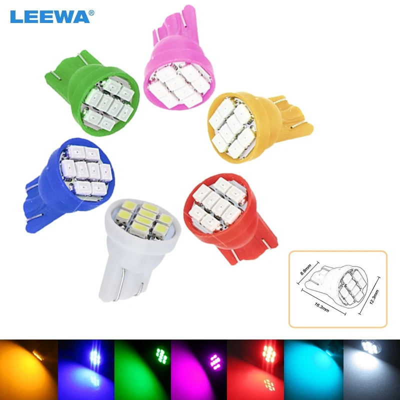 LEEWA 5 шт. высокая мощность 7 цветов T10 194 168 1206 Чип 8SMD клиновидный цоколь