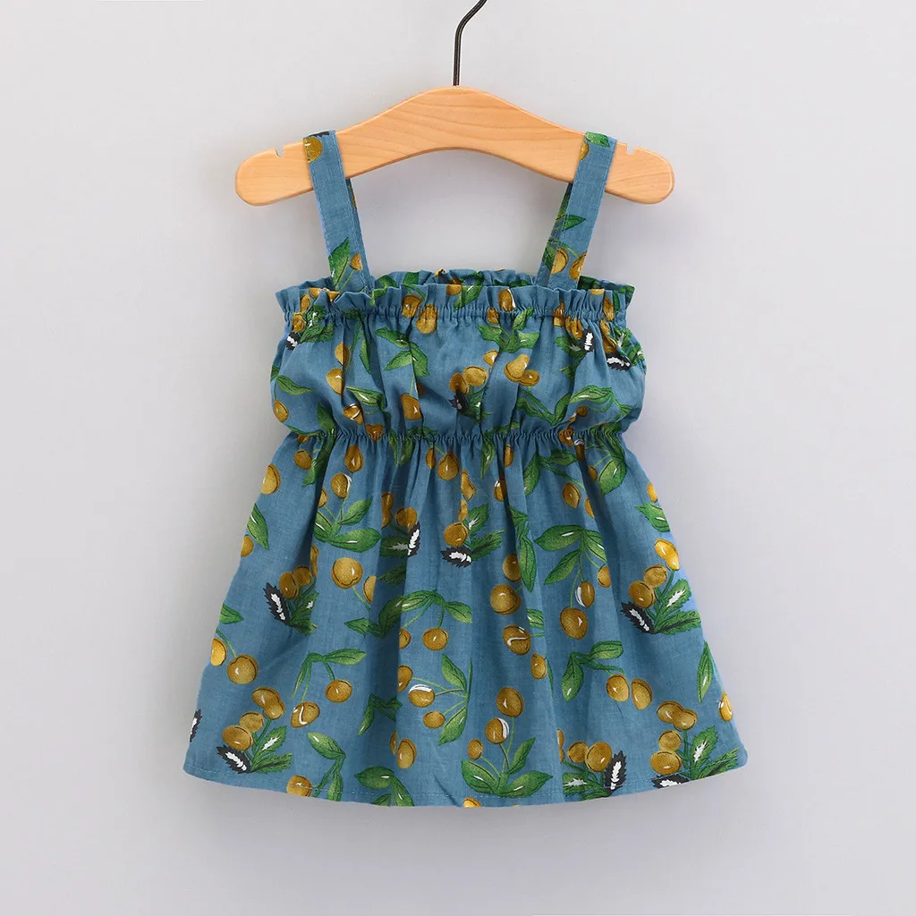 T Dress For Girls Sleeveless Summer Girl Print Children Ruched Teenage Kids Clothes 1 2 3 4 5 Year 6.26 | Детская одежда и обувь