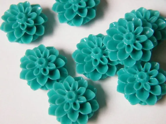 20 шт./лот Бирюзовая Смола Хризантема мама цветок из смолы кабошон для Бобби