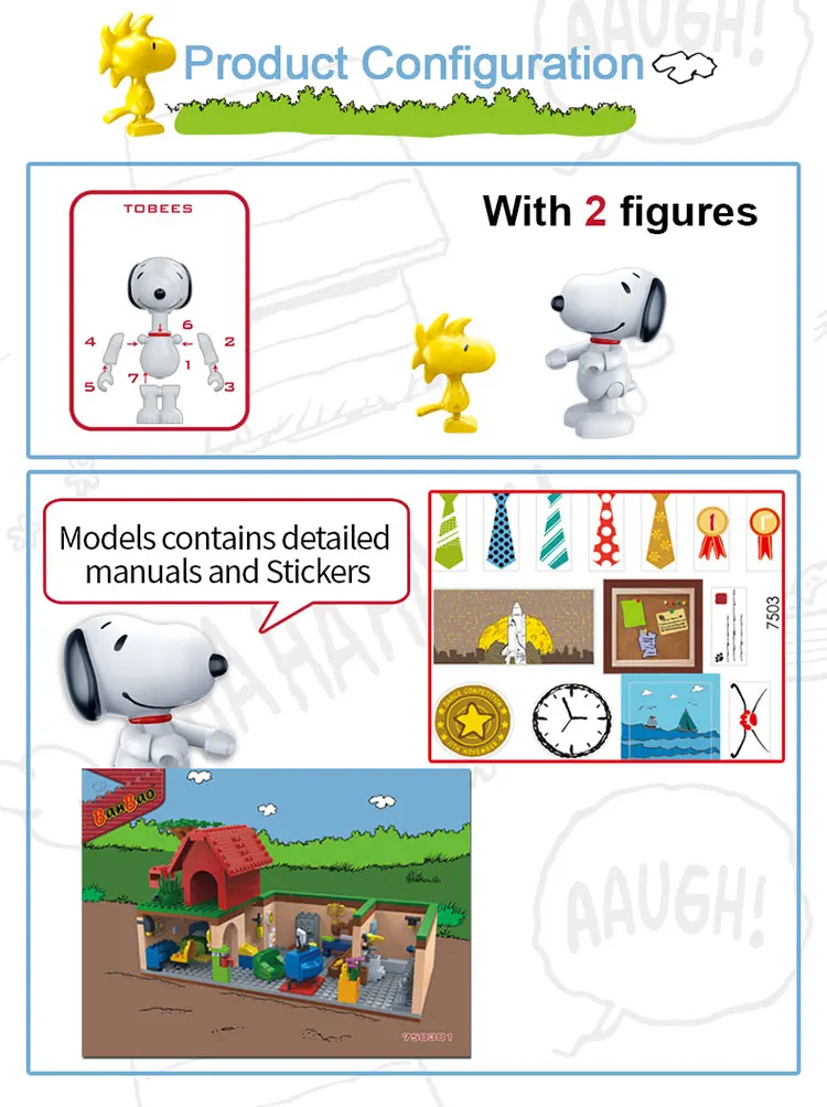 BanBao, горячая Snoopy, арахис, IP фигурка, пластиковые строительные блоки, игрушки для детей, обучающая модель, DIY Кирпичи, совместимый бренд