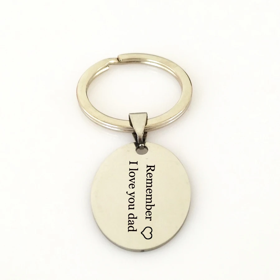 Stainless Steel Daddy's Key Chain Letters Engraved Remember I Love You Dad Charms Keychain Father's Day Gift Keyring Jewelry |