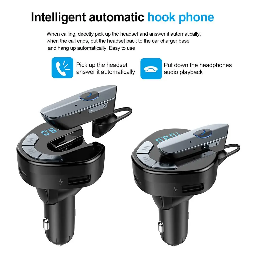 Автомобильный беспроводной Bluetooth FM Bluetooth передатчик с наушниками гарнитура Автомобильный MP3-плеер радио-Кассетный проигрыватель модулятор