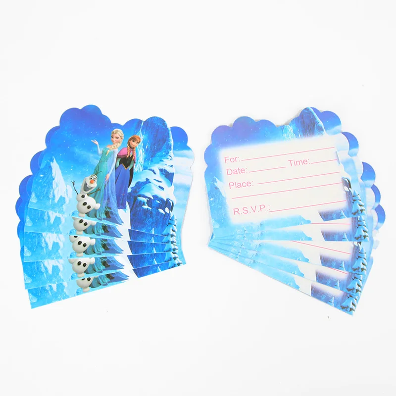 10pcs Frozen 12 шт. Пригласительные открытки+ конверт Дисней Минни Маус вечерние украшения Пригласительные открытки Детские принадлежности для дня рождения - Цвет: 10pcs Frozen