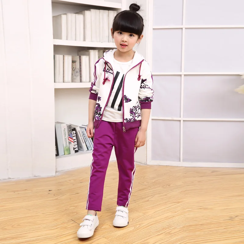 2018 детская одежда весенне осенний спортивный комплект с принтом для девочек