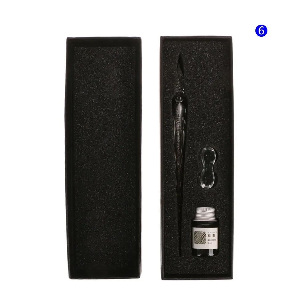 Crystal Glass Dip Pen Set Non-carbon Ink Fountain Signature Pen Writing Tools
