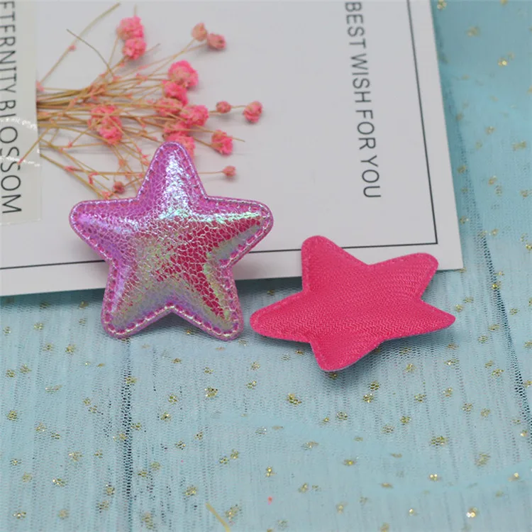hot pink 30 шт./лот 5 см ПУ Звезда колодки Патчи аппликации для рукоделия одежды Швейные принадлежности "сделай сам" заколки для волос аксессуары - Цвет: hot pink