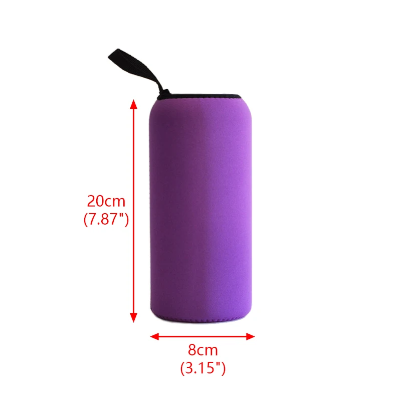 20x8 cm Purple Изолятор сумка для бутылок из неопрена чехол держатель чайник Чехол для 350-1000 мл бутылка для воды для спорта на открытом воздухе - Цвет: 20x8 cm Purple