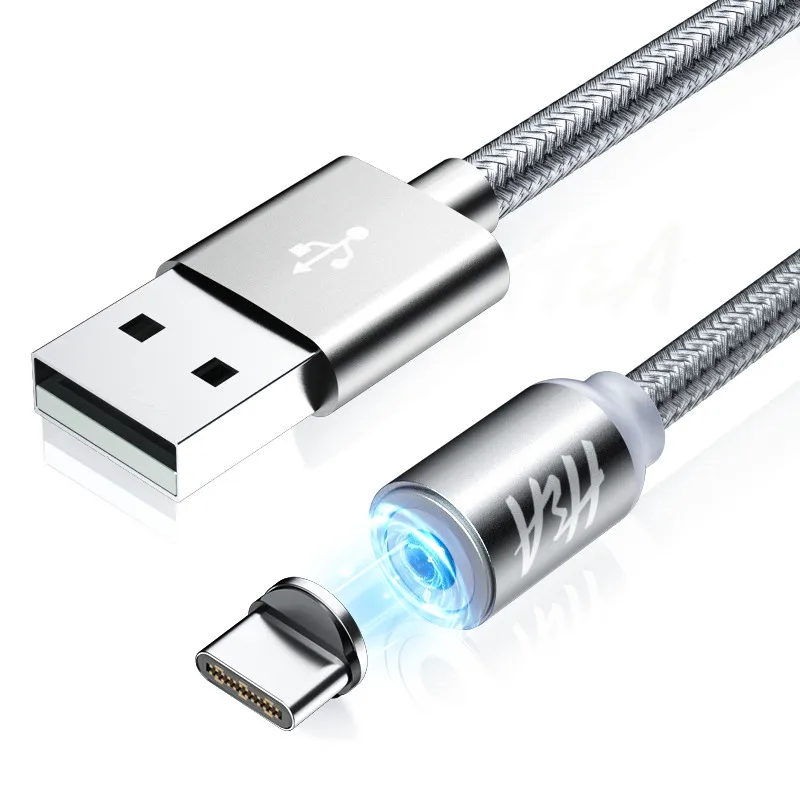 Магнитный кабель Micro usb type C адаптер для быстрой зарядки телефона Microusb type-C магнитное зарядное устройство usb c для iphone samsung xiaomi - Цвет: Silver 1m for Type C